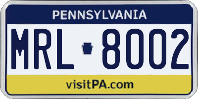 PA license plate MRL8002