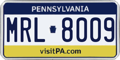 PA license plate MRL8009