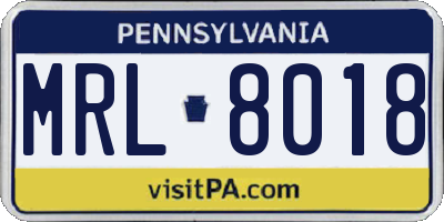 PA license plate MRL8018
