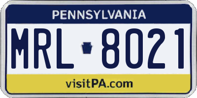 PA license plate MRL8021