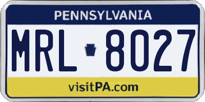 PA license plate MRL8027