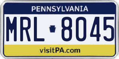 PA license plate MRL8045