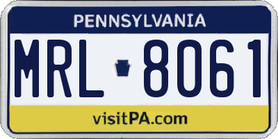 PA license plate MRL8061