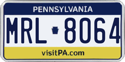 PA license plate MRL8064