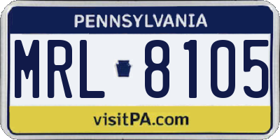 PA license plate MRL8105