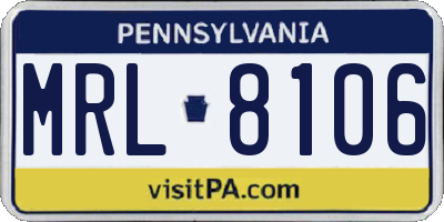 PA license plate MRL8106