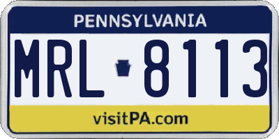 PA license plate MRL8113