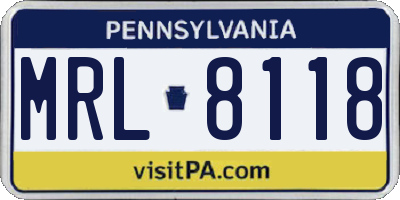 PA license plate MRL8118