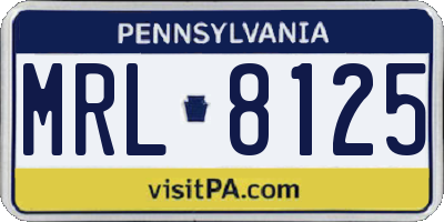 PA license plate MRL8125