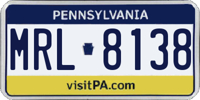 PA license plate MRL8138