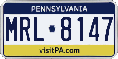 PA license plate MRL8147
