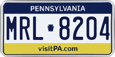 PA license plate MRL8204