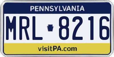 PA license plate MRL8216