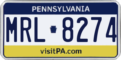 PA license plate MRL8274