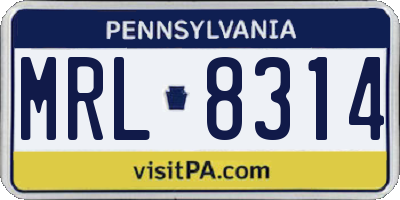 PA license plate MRL8314
