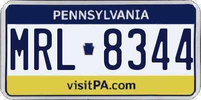 PA license plate MRL8344