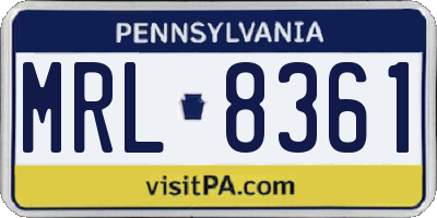 PA license plate MRL8361