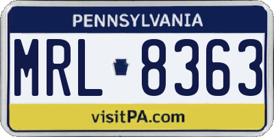 PA license plate MRL8363