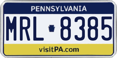 PA license plate MRL8385