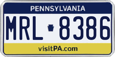 PA license plate MRL8386