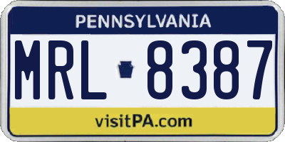 PA license plate MRL8387