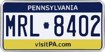 PA license plate MRL8402