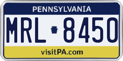 PA license plate MRL8450