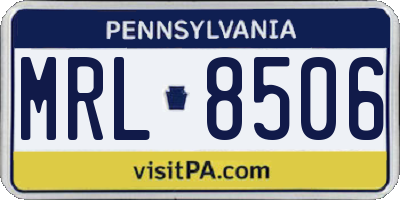 PA license plate MRL8506