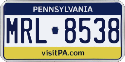 PA license plate MRL8538