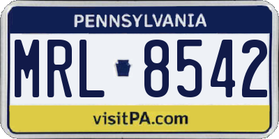 PA license plate MRL8542