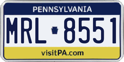 PA license plate MRL8551