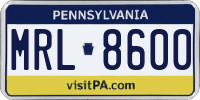 PA license plate MRL8600