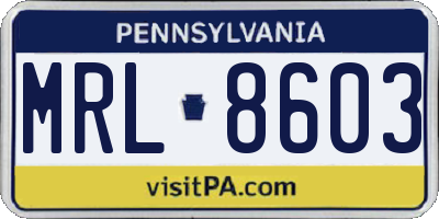PA license plate MRL8603