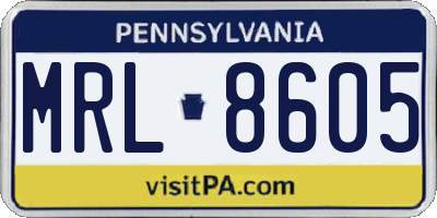 PA license plate MRL8605