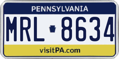 PA license plate MRL8634