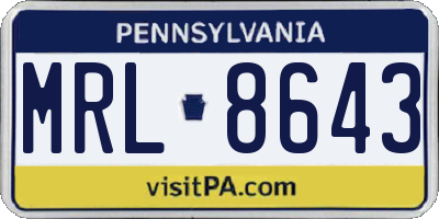 PA license plate MRL8643