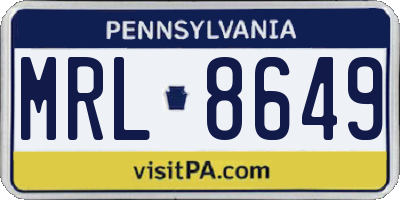 PA license plate MRL8649