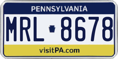 PA license plate MRL8678