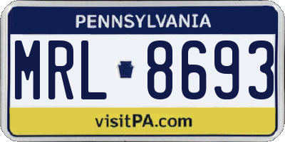 PA license plate MRL8693