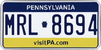 PA license plate MRL8694