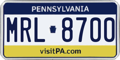 PA license plate MRL8700