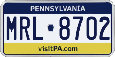 PA license plate MRL8702