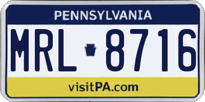 PA license plate MRL8716