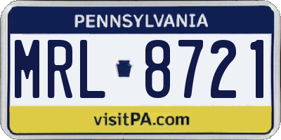 PA license plate MRL8721