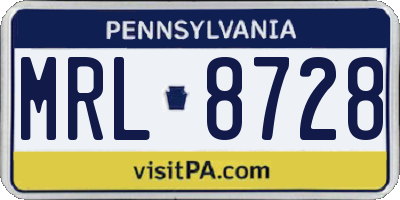 PA license plate MRL8728