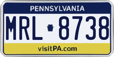 PA license plate MRL8738