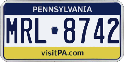 PA license plate MRL8742