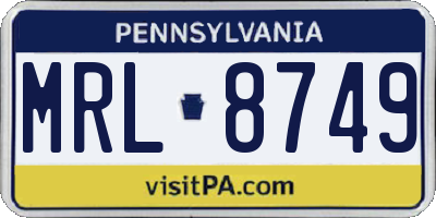 PA license plate MRL8749