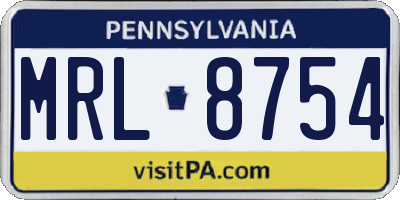 PA license plate MRL8754