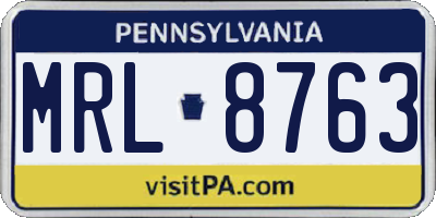PA license plate MRL8763